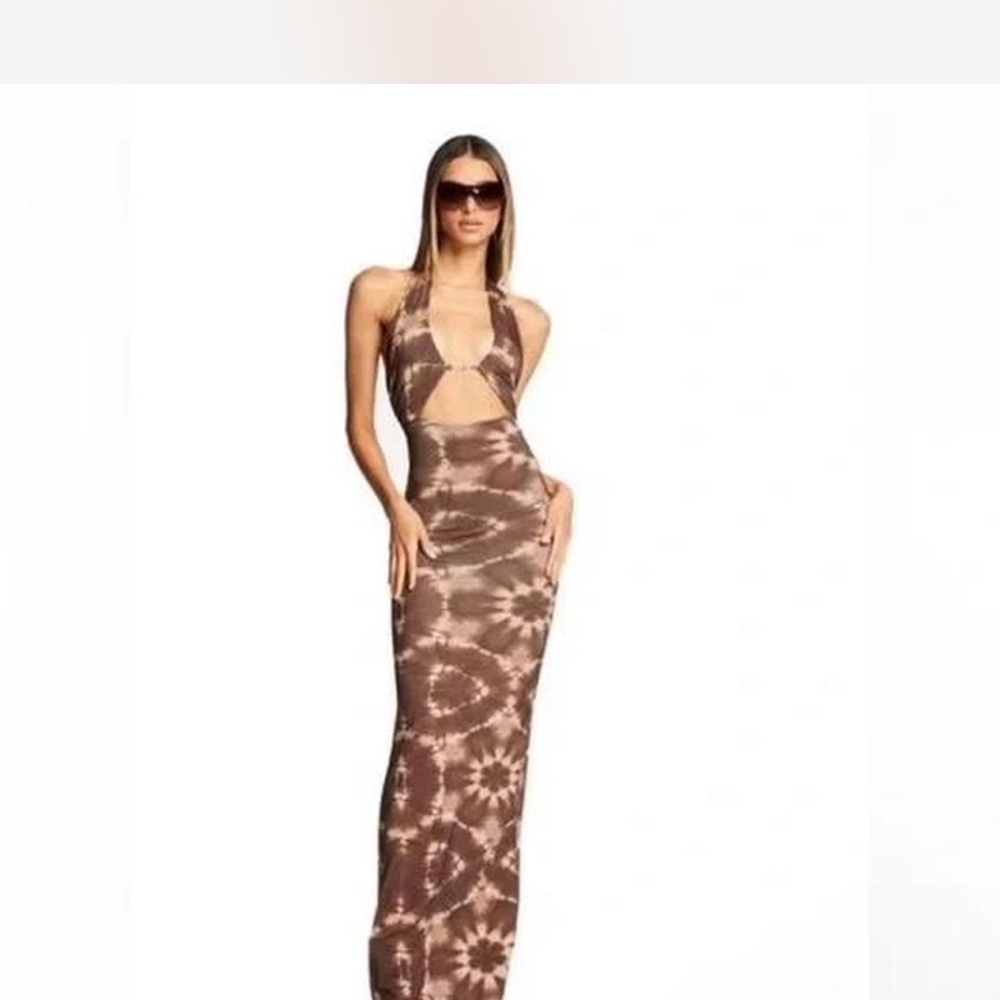 I.AM.GIA Brown Tie-Dye Backless Maxi Dress